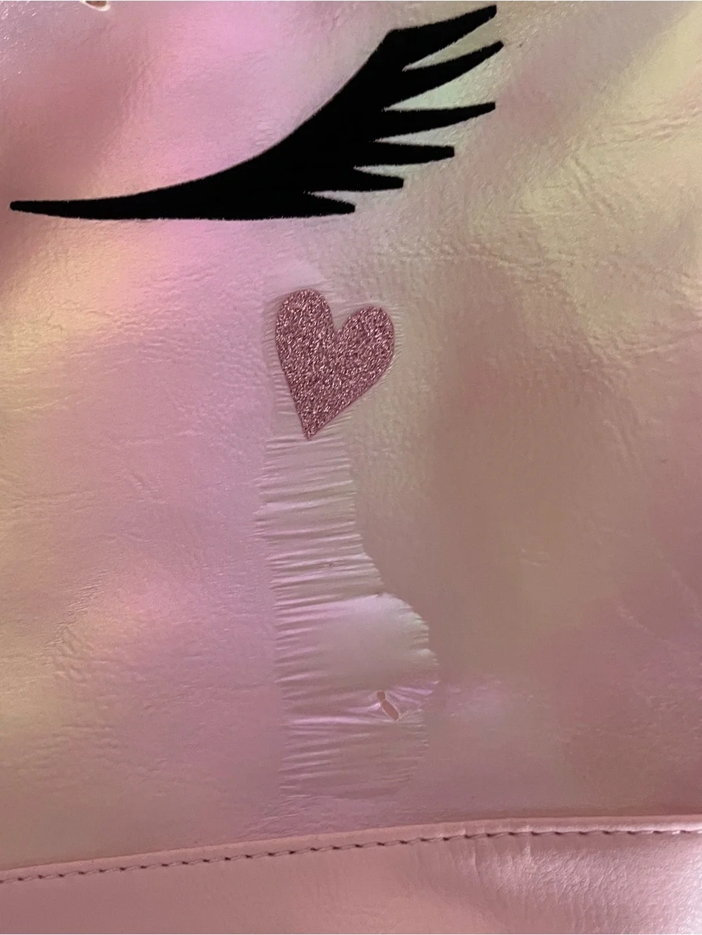 Pink Unicorn Tote Bag with Glitter Mane and Hearts